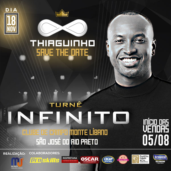 Thiaguinho apresenta show da turnê Infinito em BH neste sábado