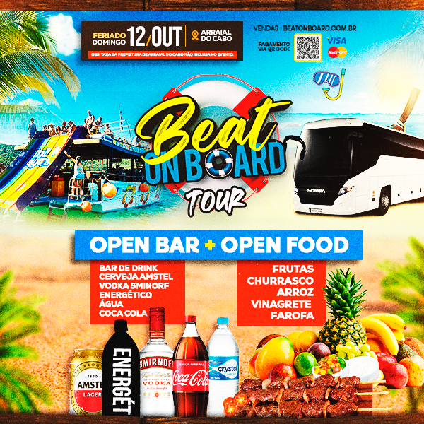 Beat on Board - Festa no Barco com Toboágua - Arraial do Cabo